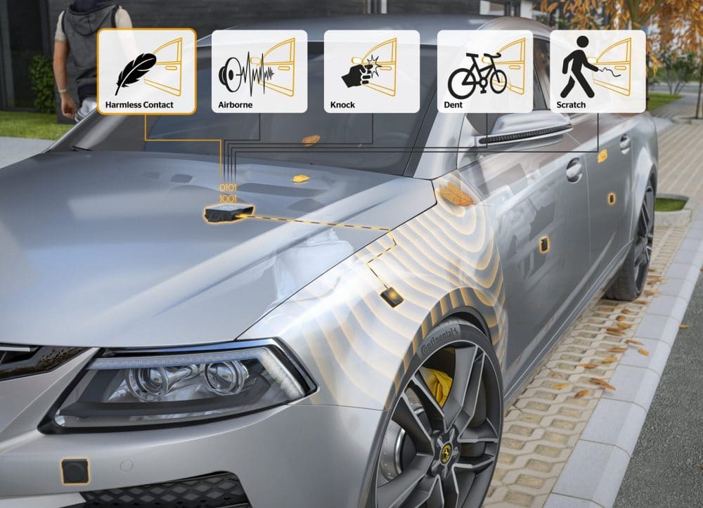 Continental Sensitive Sensing with CoSSy differentiating, for example between airborne sound, knocks, dents, and scratches for multi-purpose applications.
