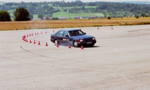 Bosch testing its ESP® (electronic stability program) on a 1995 Mercedes-Benz