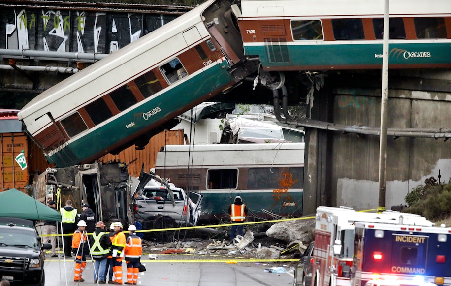 Positive Train Control (PTC), which was implemented ahead of schedule, will help prevent crashes like this 2017 Amtrak derailment in Dupont, Wash.