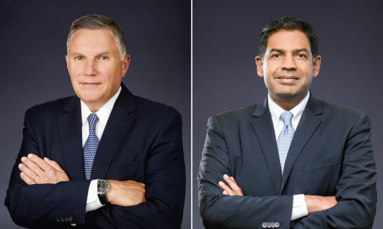 Meritor CEO and President Jay Craig (left); COO and Executive Vice President Chris Villavarayan (right)