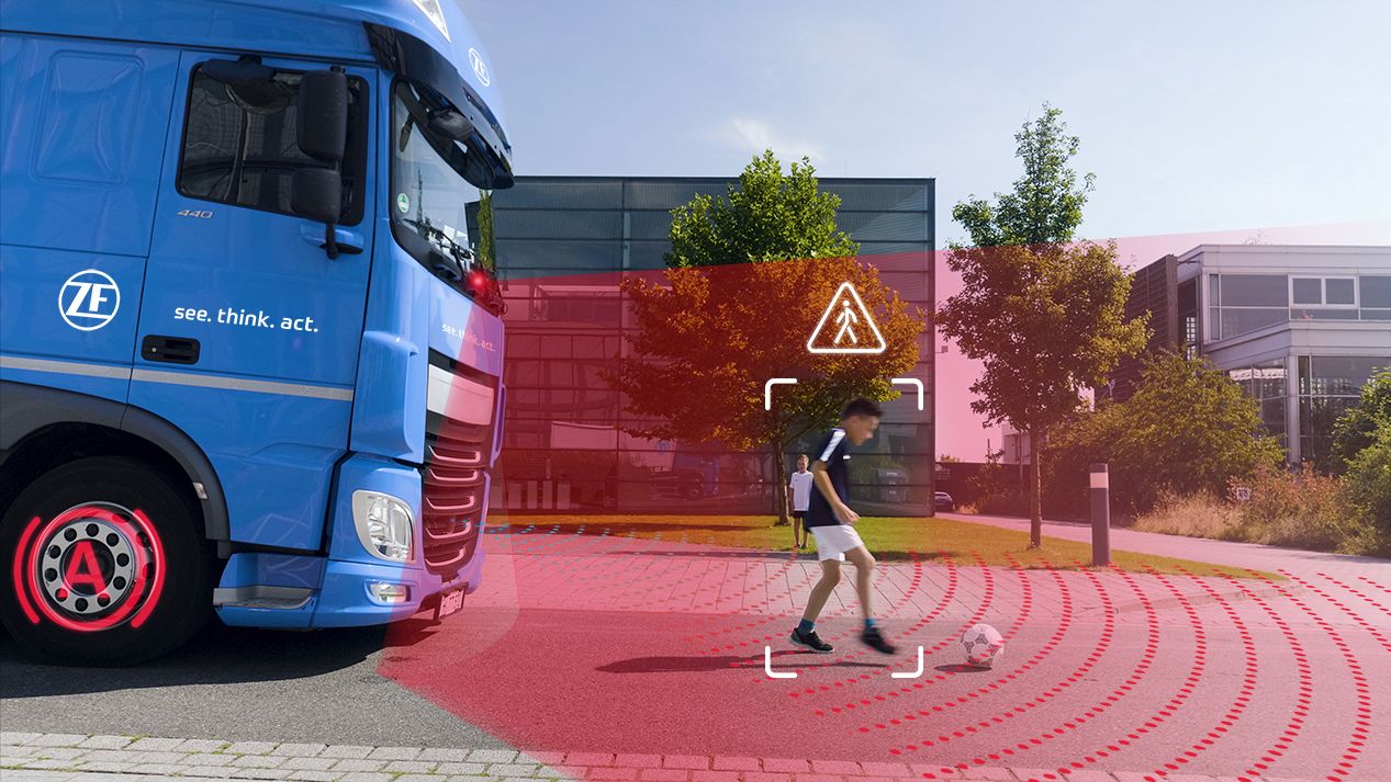 ZF OnGuardMAX, a new commercial-vehicle advanced emergency braking system, will be launched along with other automated driving solutions during Auto Shanghai 21