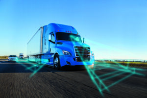 A Western Intarnational Freightliner Cascadia equipped with Detroit Assurance 5.0 to provide a safer driving experience