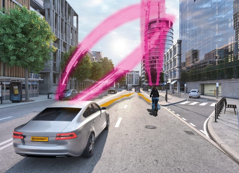 Continental and Deutsche Telekom develop a connected collision-warning system for cyclists.