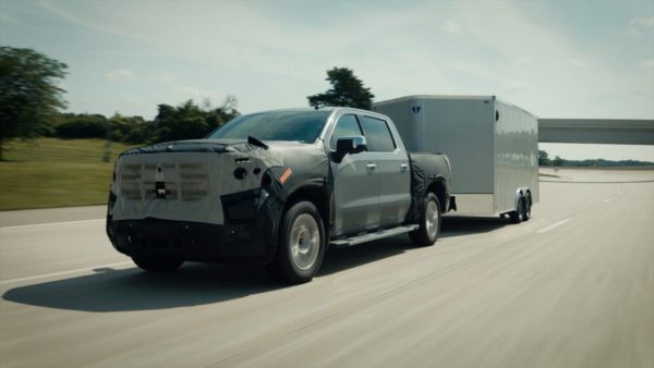 General Motors will introduce new Super Cruise capabilities on six model year 2022 vehicles, including the GMC Sierra seen here towing with Super Cruise