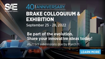 SAE International is accepting abstracts for the upcoming Brake Colloquium & Exhibition