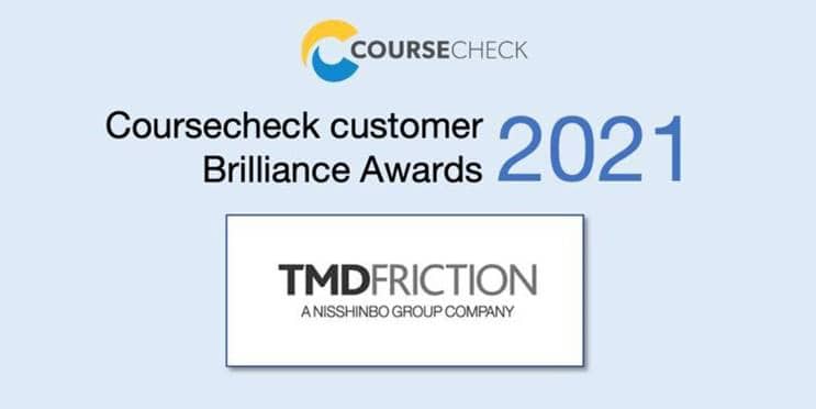 TMD Friction received a Coursecheck Brilliance Award