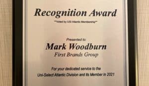 First Brands Mark Woodburn received the Uni-Select Recognition Award