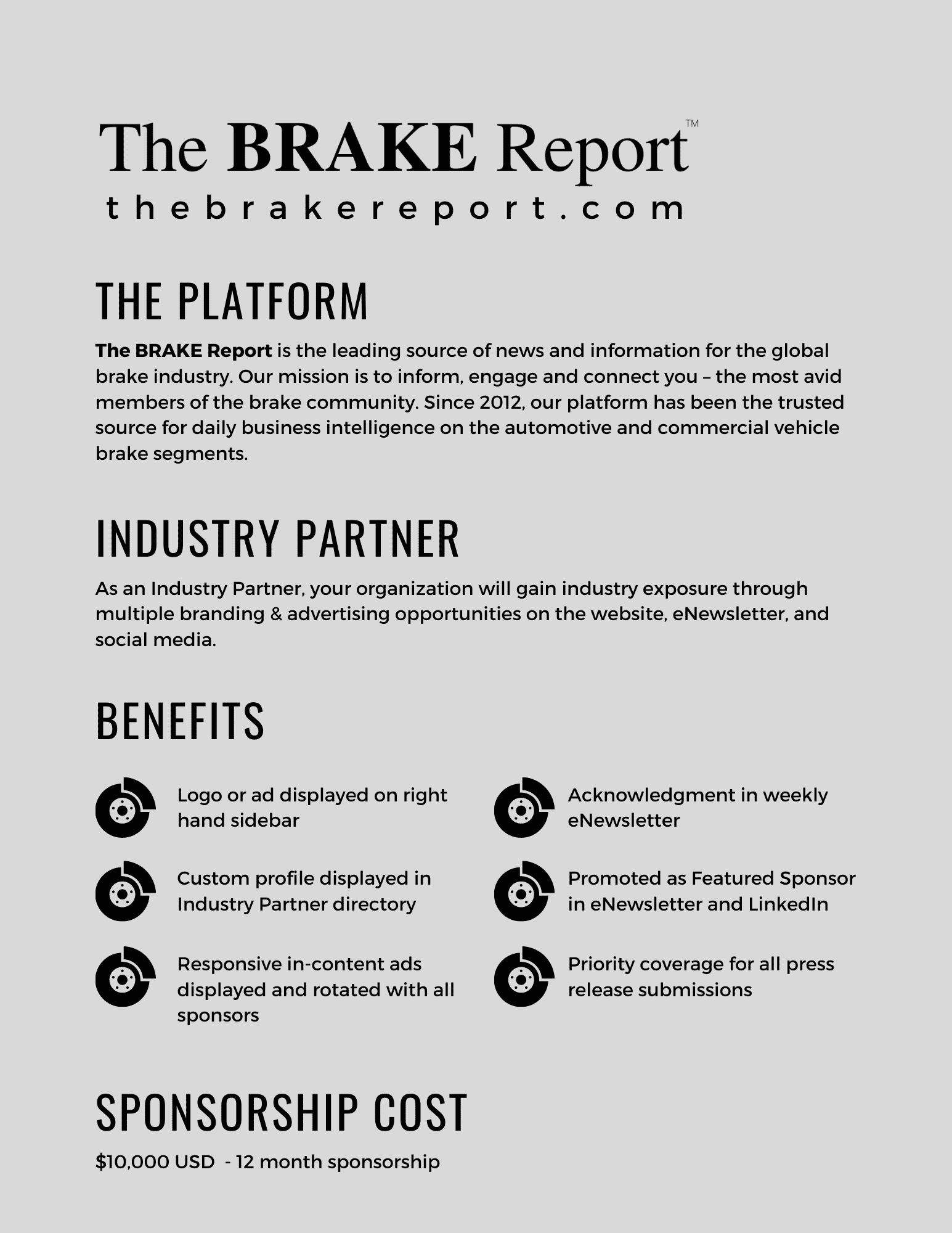 The BRAKE Report Sponsorship Guide