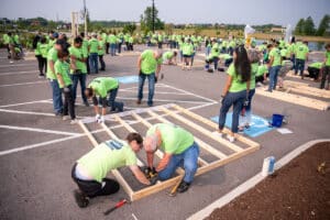 Bendix employees recently framed two Habitat for Humanity homes