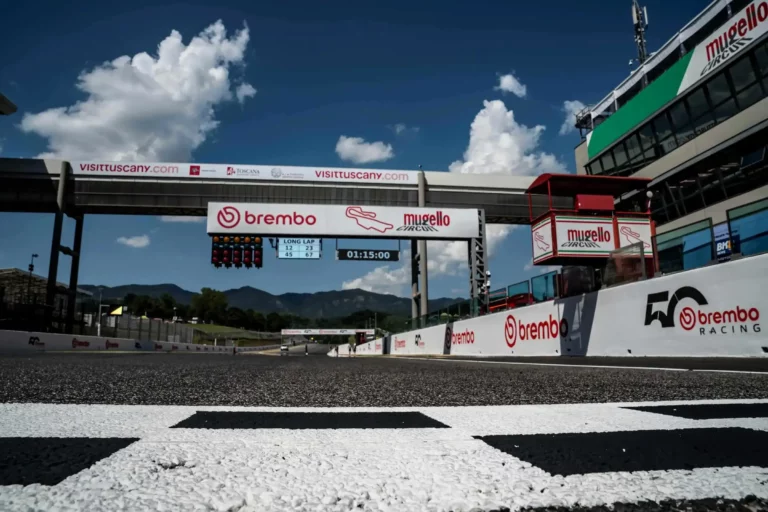 Brembo MotoGP brake calipers and carbon discs developed for the Mugello Circuit San Donato braking event.