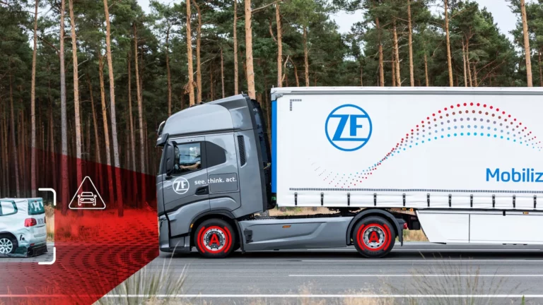 ZF OnGuardMAX automatic emergency braking and driver assistance system for commercial vehicles