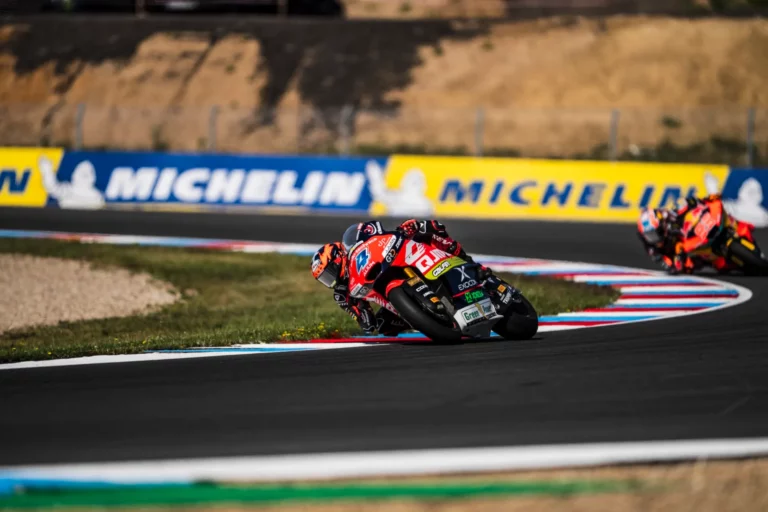 Iván Ortolá riding the MSi Racing Team Moto2 bike on Galfer brakes at Brno