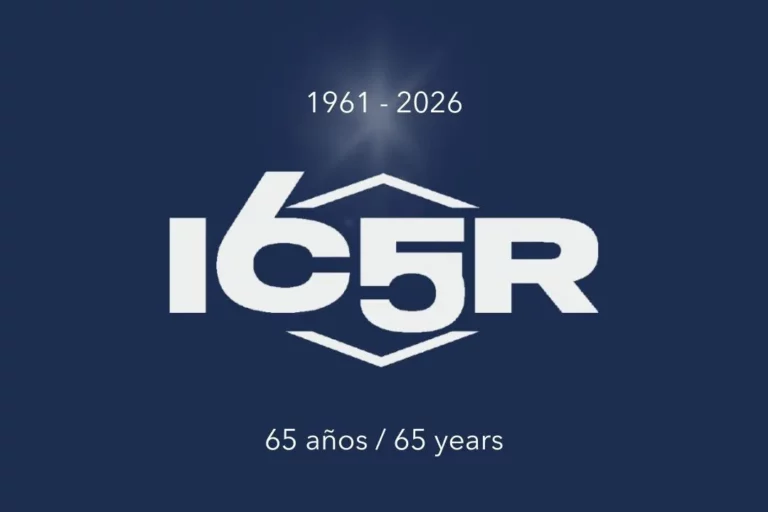 ICER BRAKES 65th anniversary logo, 1961–2026, navy background with "I65R" mark