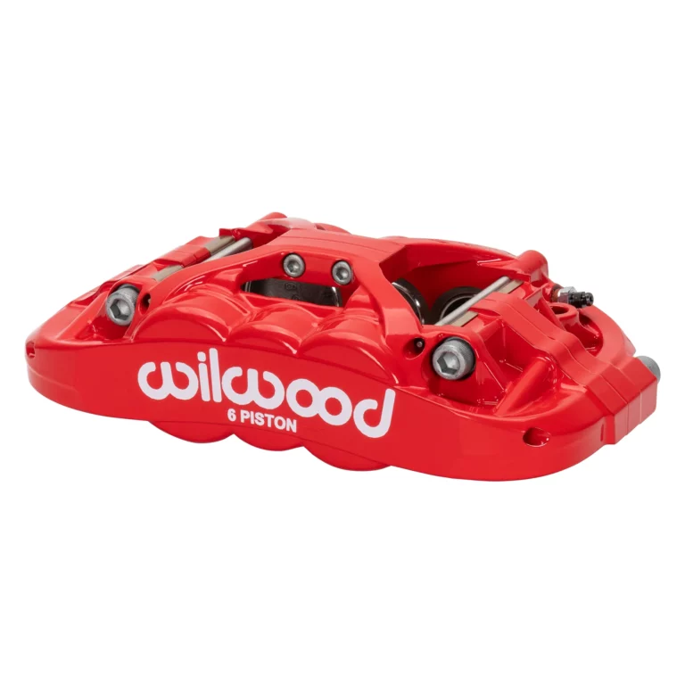 Wilwood XRS six-piston high-performance brake caliper in gloss red powder coat