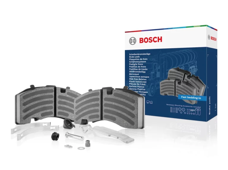 Bosch commercial vehicle disc brake pads for trucks, trailers, and buses