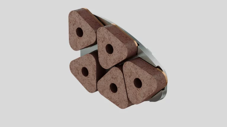 Tenneco Braking rail brake pad and disc assembly, part of the Jurid 711 rail brake pad exhibit at InnoTrans 2026