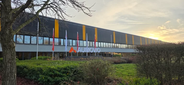 Exterior of the AUMOVIO Mechelen, Belgium, brake systems plant sold to Dumarey Group