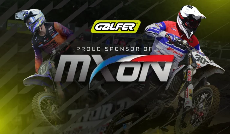 Galfer "Proud Sponsor of MXoN" graphic with two motocross riders, promoting Galfer's Motocross of Nations 2026 sponsorship