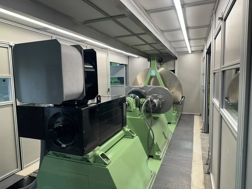 Frasle Mobility Movetech USA heavy-duty dynamometer in a test cell at Greening Testing Laboratories in Detroit