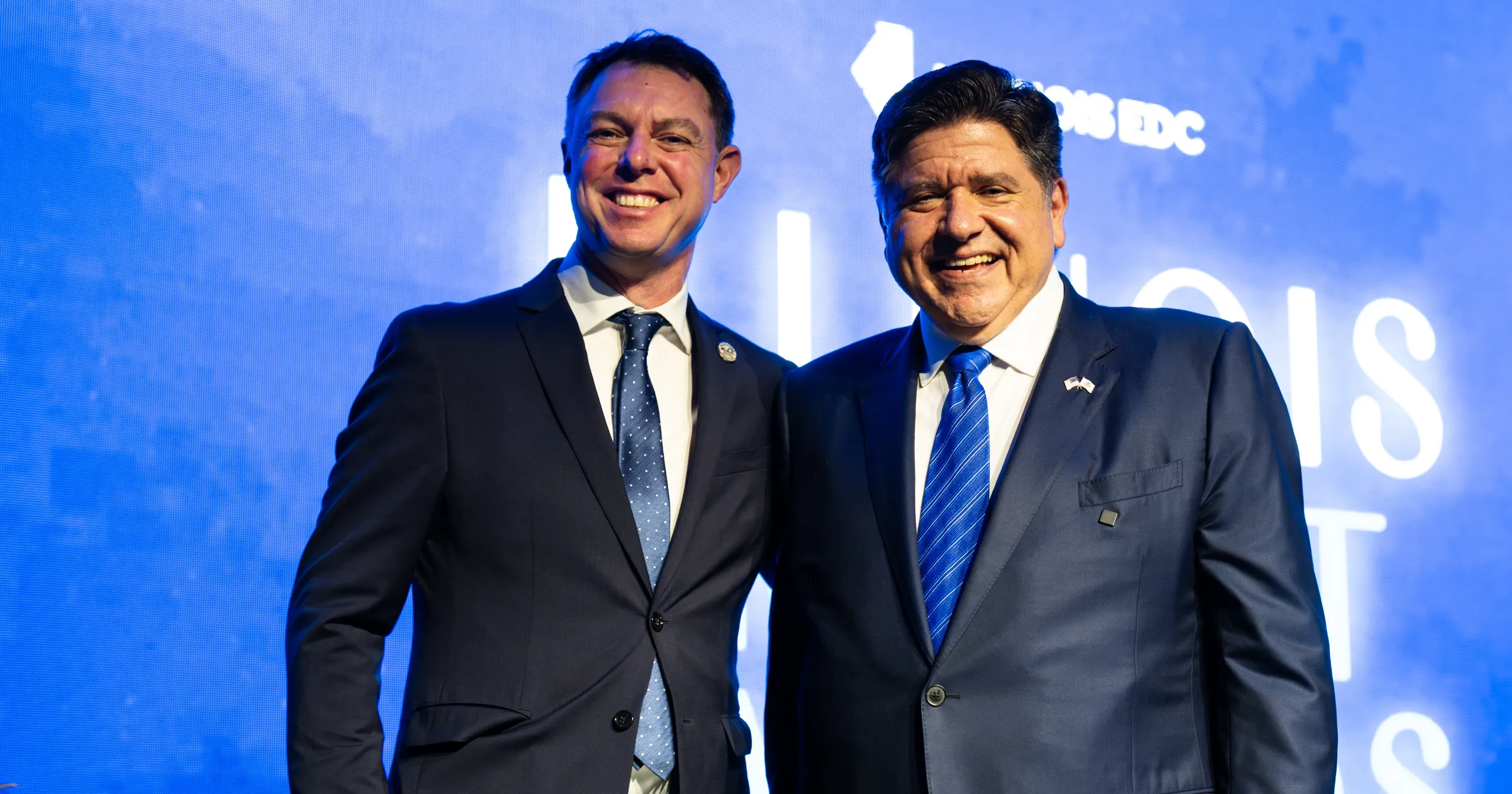 Rockford Brake Manufacturing CEO Paul Wright with Illinois Governor JB Pritzker at the Illinois Impact Awards